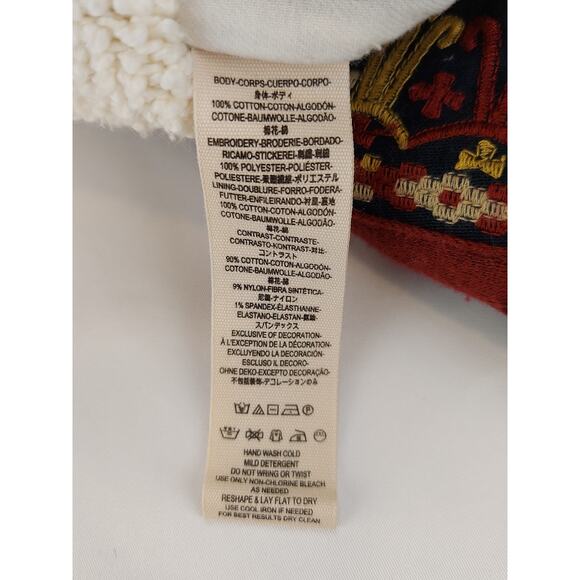 Free People Oversized Boho Boucle Bell Two Faced Embroidered Blue Red Jacket S - Picture 10 of 15